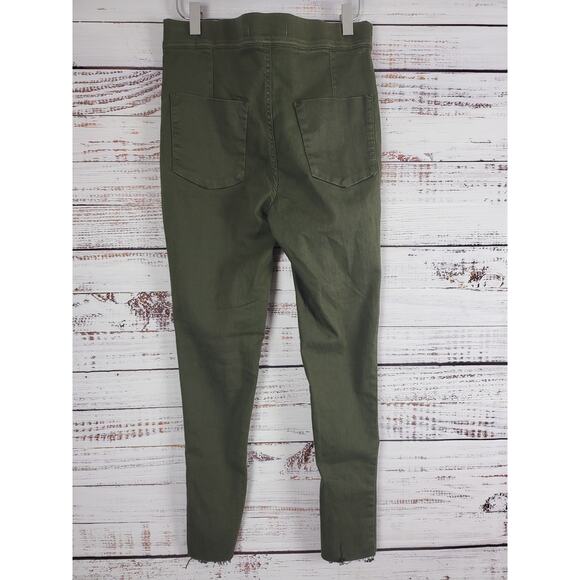 Free People Pull On Jeans 29 Womens Olive Green Skinny Leg Raw Hem Stretchy - Picture 5 of 6